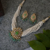 Iyla Luxe Polki  Silver Necklace